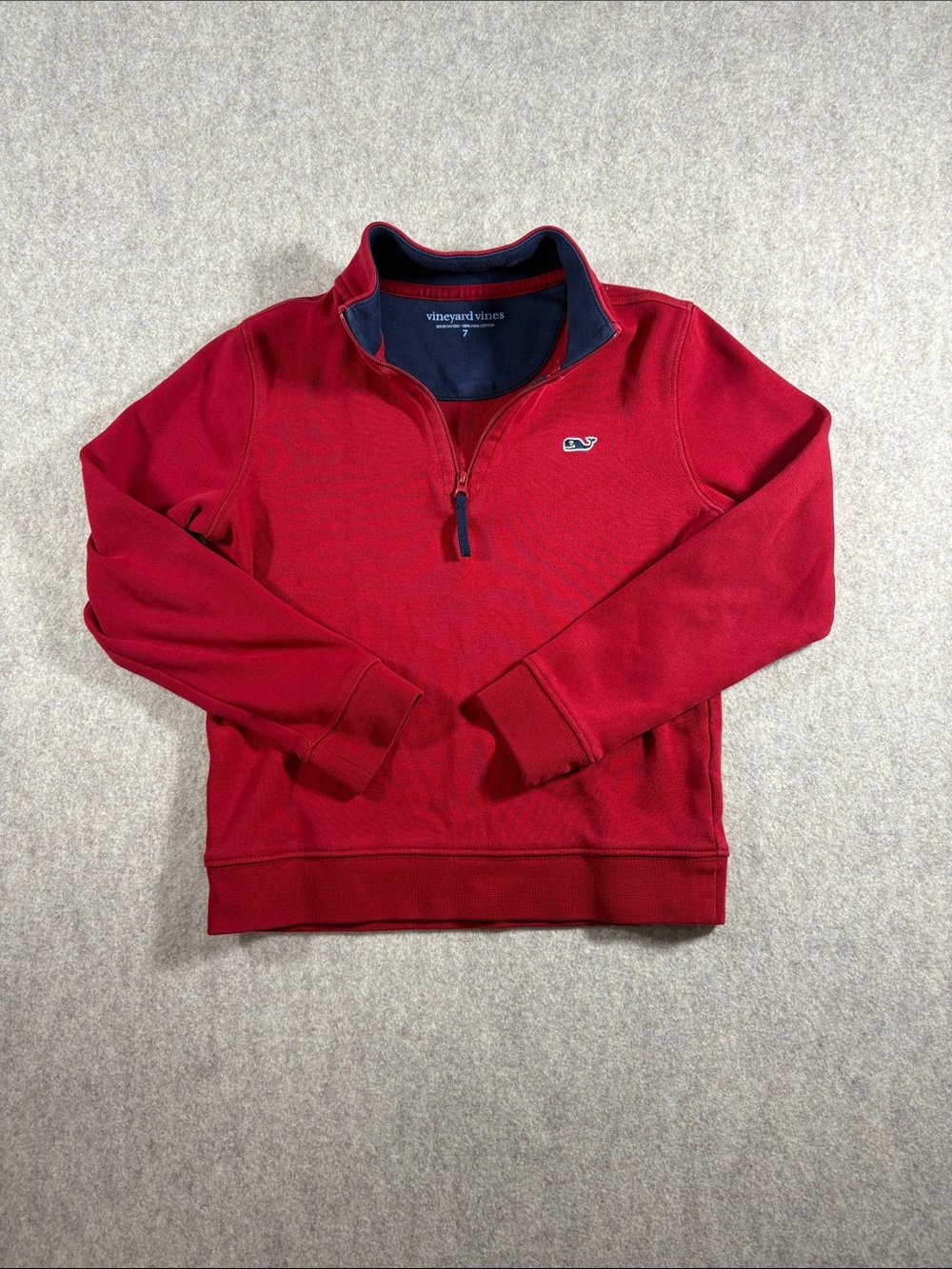 Vineyard Vines Boys Saltwater Quarter Zip Pullover Red Size 7 EUC
